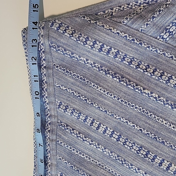 Ann Taylor Loft Mini Pencil Skirt Faux Wrap Lined Side Zip Blue White Chambray 4 - Picture 12 of 13